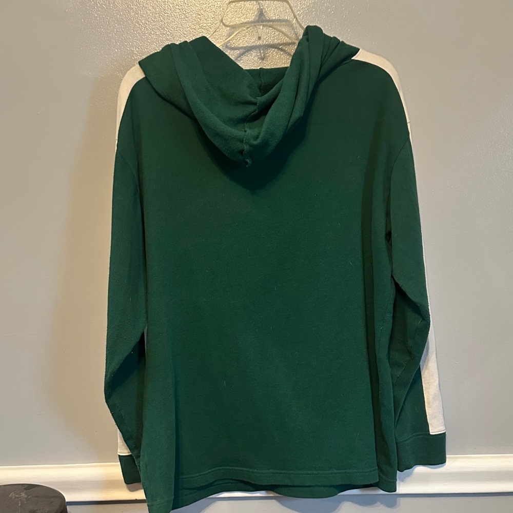 PINK Victoria's Secret MSU Green Hoodie with White Sleeves - Picture 5 of 7